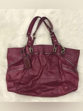 B.Makowsky purple genuine leather silver trim bag